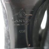 Lanvin knee-high platform harness boots in gray suede, pre-owned luxury with removable harnesses, size EU 40.5 (fits US 10)