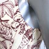 La Ligne Luca Midi Dress Ivory/Wine Printed Silk Crepe de Chine Size 2