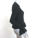 Ulla Johnson Ruffle Sweater Nadine Black Alpaca-Silk Ribbed Knit Size Small