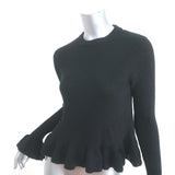 Ulla Johnson Ruffle Sweater Nadine Black Alpaca-Silk Ribbed Knit Size Small