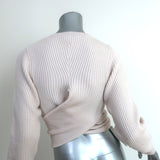 Beatriz Camacho Penelope Tie-Waist Sweater Ivory Wool Ribbed Knit Size Small NEW