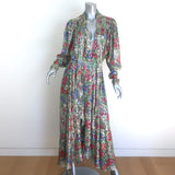 Isabel Marant Nalisma Metallic Floral Fil Coupe Tie-Neck Maxi Dress Size 36