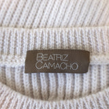 Beatriz Camacho Penelope Tie-Waist Sweater Ivory Wool Ribbed Knit Size Small NEW