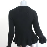 Ulla Johnson Ruffle Sweater Nadine Black Alpaca-Silk Ribbed Knit Size Small