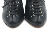 Alaia Grommet-Embellished Lace-Up Slingback Pumps Black Leather Size 39