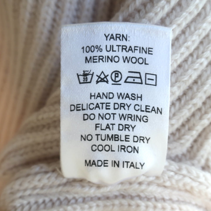 Beatriz Camacho Penelope Tie-Waist Sweater Ivory Wool Ribbed Knit Size Small NEW