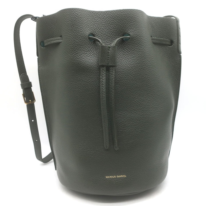 Mansur Gavriel Champagne Bucket Bag Seaweed Grained Leather NEW