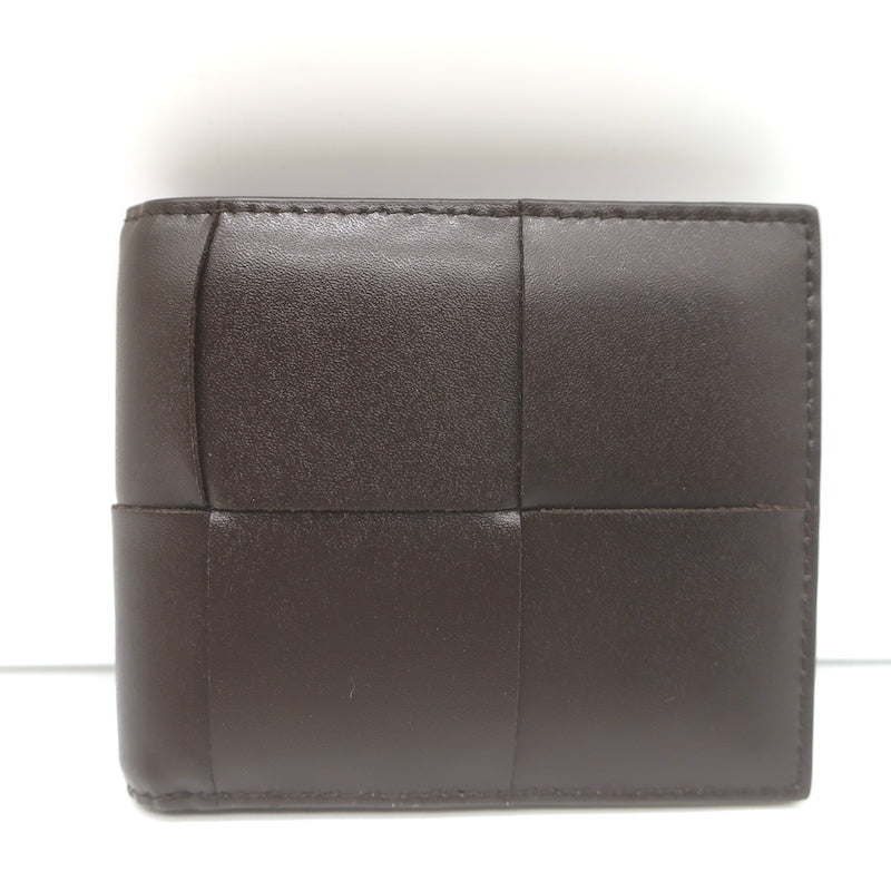 Bottega Veneta Cassette Bi-Fold Wallet Fondant Brown Intreccio Leather NEW