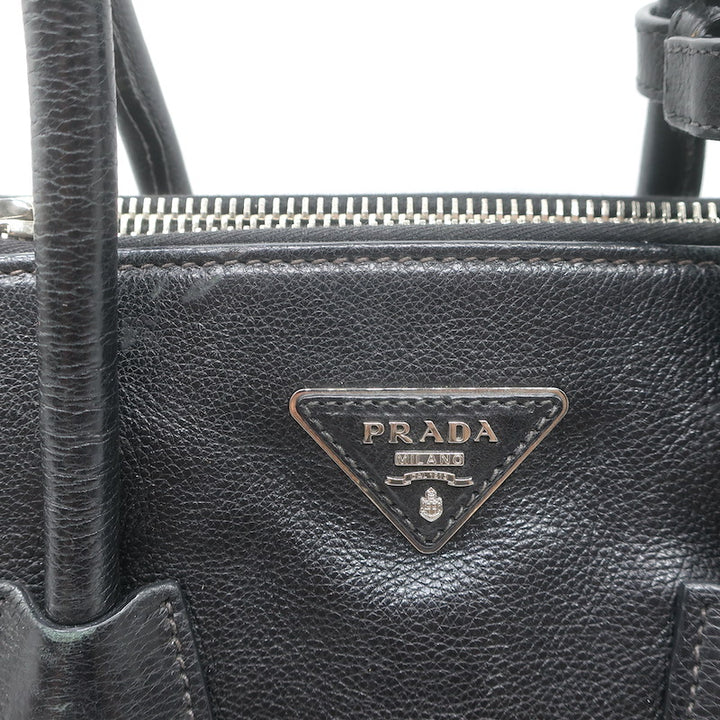 Prada Crystal-Studded Twin Pocket Tote Black Leather Medium Crossbody Bag