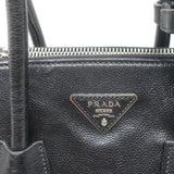 Prada Crystal-Studded Twin Pocket Tote Black Leather Medium Crossbody Bag