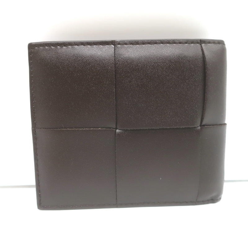 Bottega Veneta Cassette Bi-Fold Wallet Fondant Brown Intreccio Leather NEW