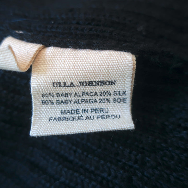 Ulla Johnson Ruffle Sweater Nadine Black Alpaca-Silk Ribbed Knit Size Small