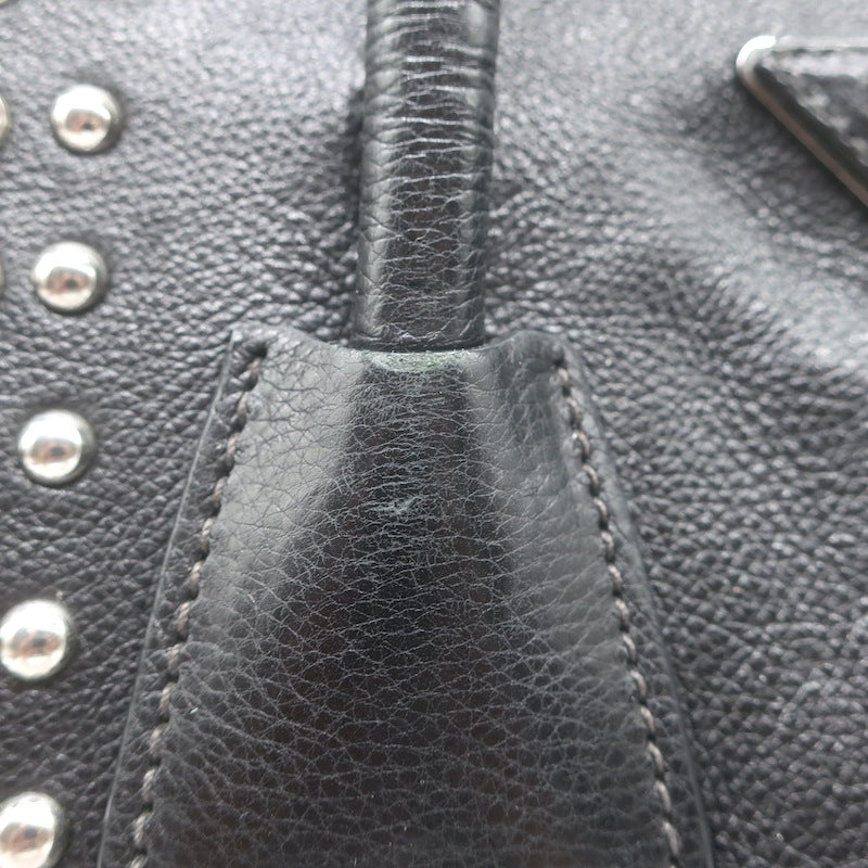 Prada Crystal-Studded Twin Pocket Tote Black Leather Medium Crossbody Bag