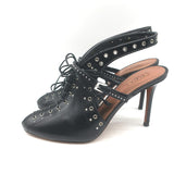 Alaia Grommet-Embellished Lace-Up Slingback Pumps Black Leather Size 39