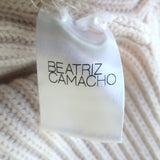 Beatriz Camacho Penelope Tie-Waist Sweater Ivory Wool Ribbed Knit Size Small NEW