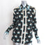 Stella McCartney Swan Print Fringe Shirt Black Silk Size 38 Long Sleeve Blouse