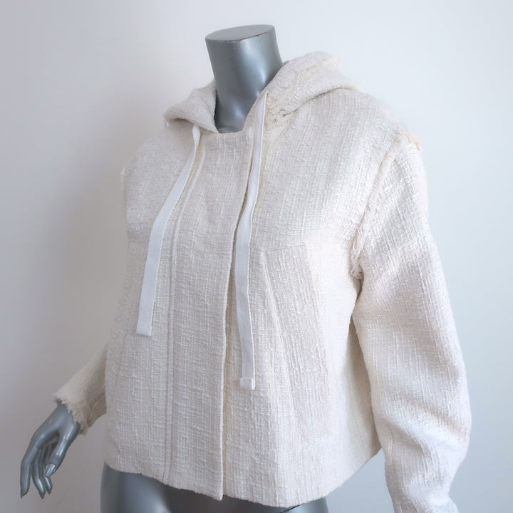 Proenza Schouler White Label Boucle Tweed Hooded Jacket Cream Size Medium