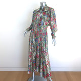 Isabel Marant Nalisma Metallic Floral Fil Coupe Tie-Neck Maxi Dress Size 36