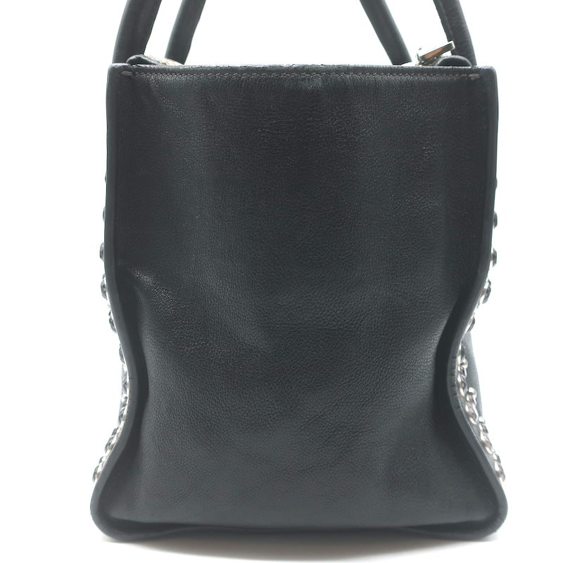Prada Crystal-Studded Twin Pocket Tote Black Leather Medium Crossbody Bag