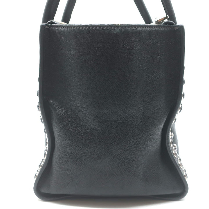 Prada Crystal-Studded Twin Pocket Tote Black Leather Medium Crossbody Bag