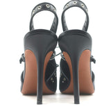 Alaia Grommet-Embellished Lace-Up Slingback Pumps Black Leather Size 39
