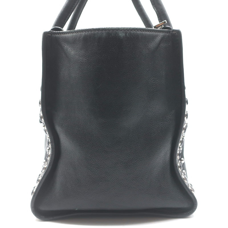 Prada Crystal-Studded Twin Pocket Tote Black Leather Medium Crossbody Bag