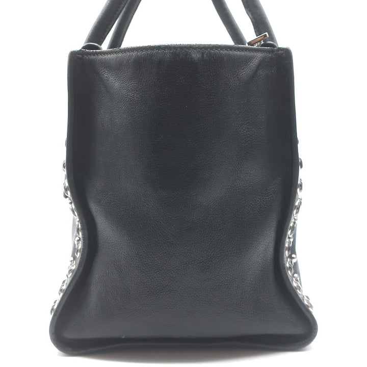 Prada Crystal-Studded Twin Pocket Tote Black Leather Medium Crossbody Bag