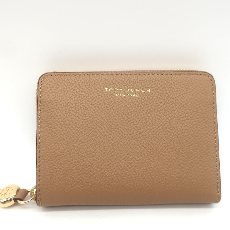Tory Burch Romy Medium Zip Around Wallet Tiramisu Grained Leather NEW