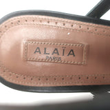 Alaia Grommet-Embellished Lace-Up Slingback Pumps Black Leather Size 39