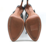 Alaia Grommet-Embellished Lace-Up Slingback Pumps Black Leather Size 39