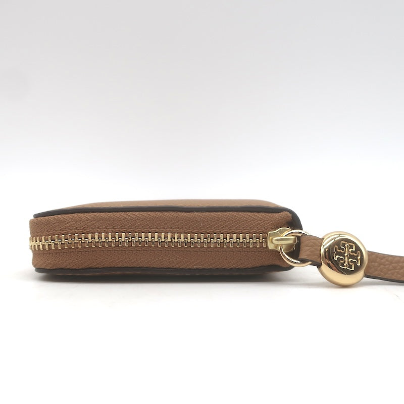 Tory Burch Romy Medium Zip Around Wallet Tiramisu Grained Leather NEW