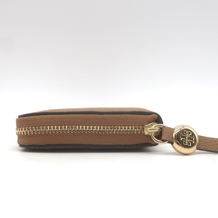 Tory Burch Romy Medium Zip Around Wallet Tiramisu Grained Leather NEW