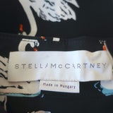 Stella McCartney Swan Print Fringe Shirt Black Silk Size 38 Long Sleeve Blouse