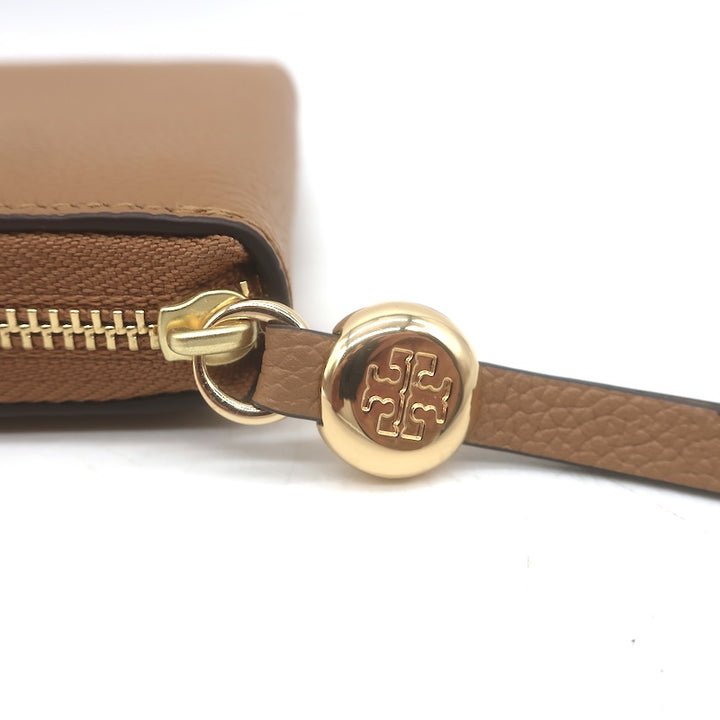 Tory Burch Romy Medium Zip Around Wallet Tiramisu Grained Leather NEW