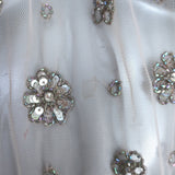 Needle & Thread Andromeda Embellished Top Dove Gray Size 8 Short Sleeve Blouse