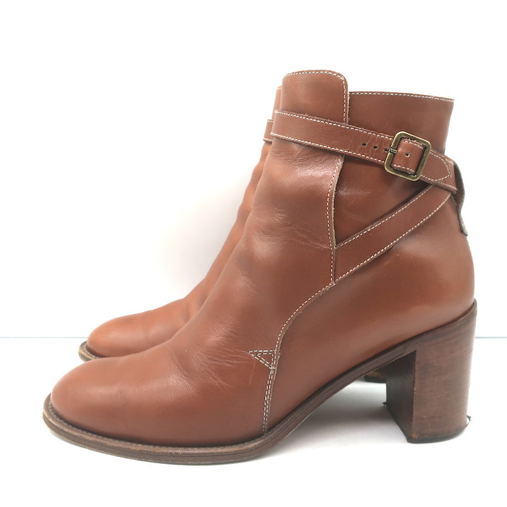Chloe Ankle Strap Ankle Boots Brown Leather Size 41
