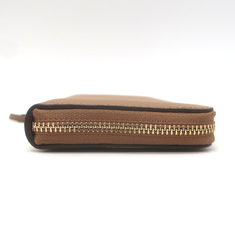 Tory Burch Romy Medium Zip Around Wallet Tiramisu Grained Leather NEW