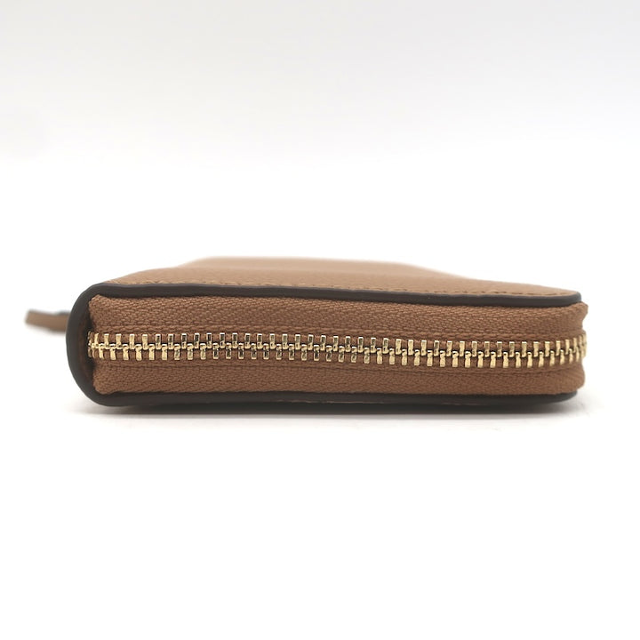 Tory Burch Romy Medium Zip Around Wallet Tiramisu Grained Leather NEW