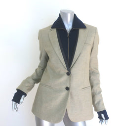 Veronica Beard Blazer with Turtleneck Dickey Beige Stretch Wool Size 3