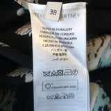 Stella McCartney Swan Print Fringe Shirt Black Silk Size 38 Long Sleeve Blouse