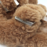 Amina Muaddi Millie Shearling Slide Sandals Brown Size 38.5