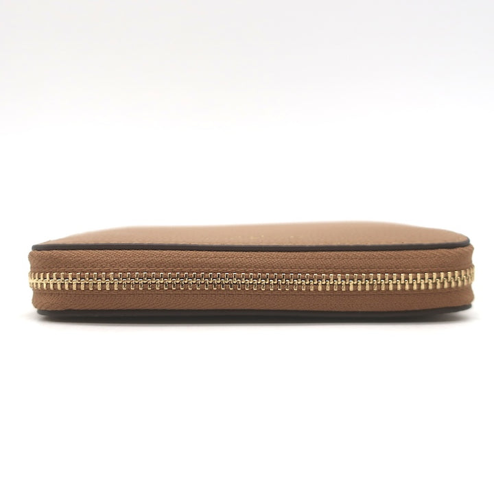 Tory Burch Romy Medium Zip Around Wallet Tiramisu Grained Leather NEW