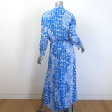 Poupette St Barth Ilona maxi dress in blue butterfly batik print, authentic pre-owned resort-ready piece