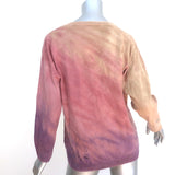 Raquel Allegra Tie Dye V-Neck Boyfriend Sweater Rose Wool-Cashmere Size 0 NEW