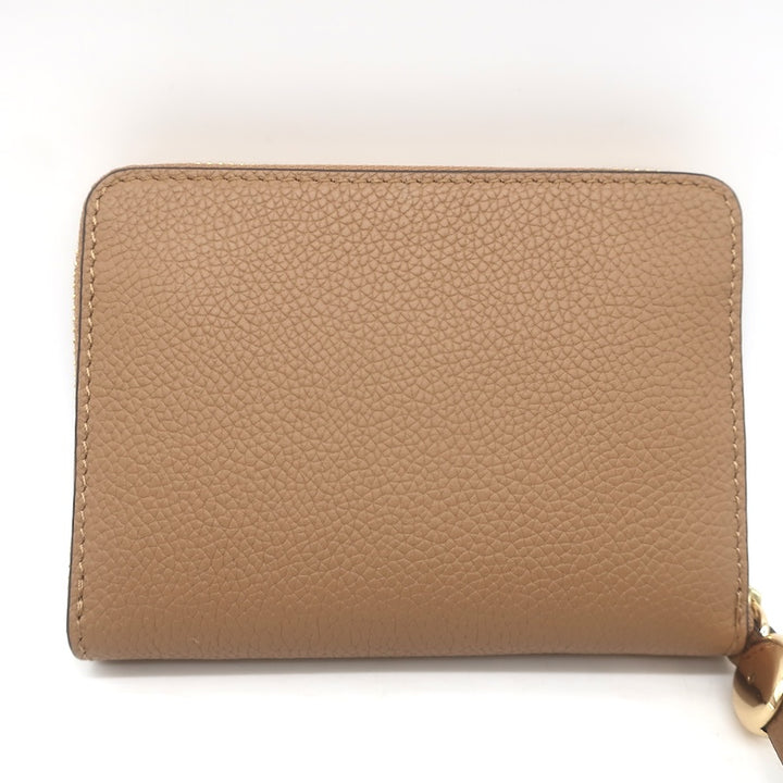 Tory Burch Romy Medium Zip Around Wallet Tiramisu Grained Leather NEW