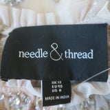 Needle & Thread Andromeda Embellished Top Dove Gray Size 8 Short Sleeve Blouse
