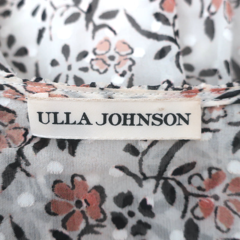 Ulla Johnson Ivy Ruffled Mini Dress Cream Floral Print Silk-Blend Size 0