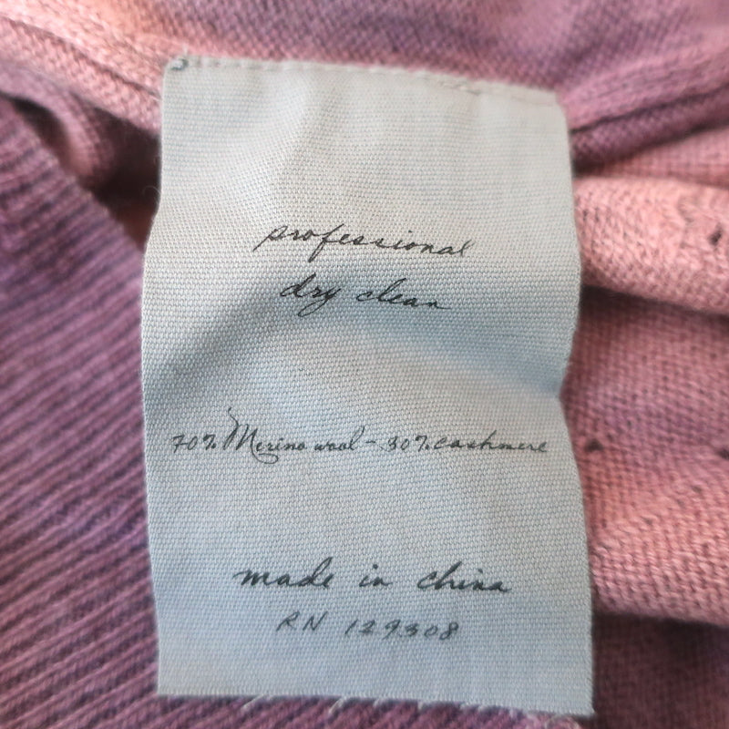 Raquel Allegra Tie Dye V-Neck Boyfriend Sweater Rose Wool-Cashmere Size 0 NEW