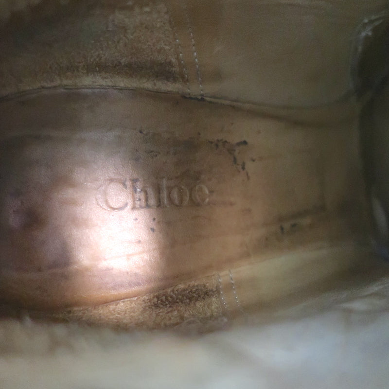 Chloe Ankle Strap Ankle Boots Brown Leather Size 41