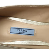 Prada Pumps Gold Metallic Saffiano Leather Size 41 Pointed Toe Heels NEW